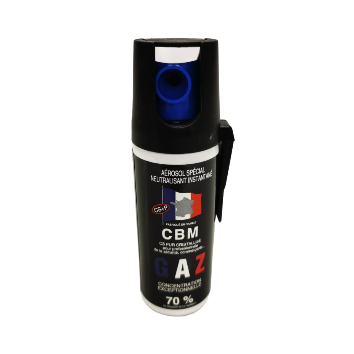 Aérosol de défense CBM gaz lacrymogène CS + Capot Standard 50 ml