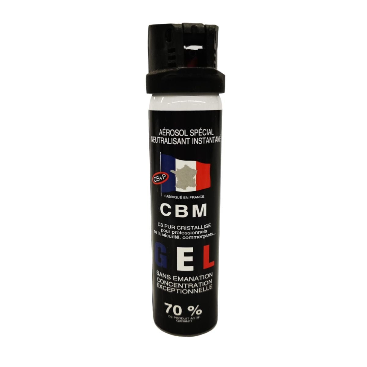 Aérosol de défense CBM gel lacrymogène CS + Capot Clapet 75 ml