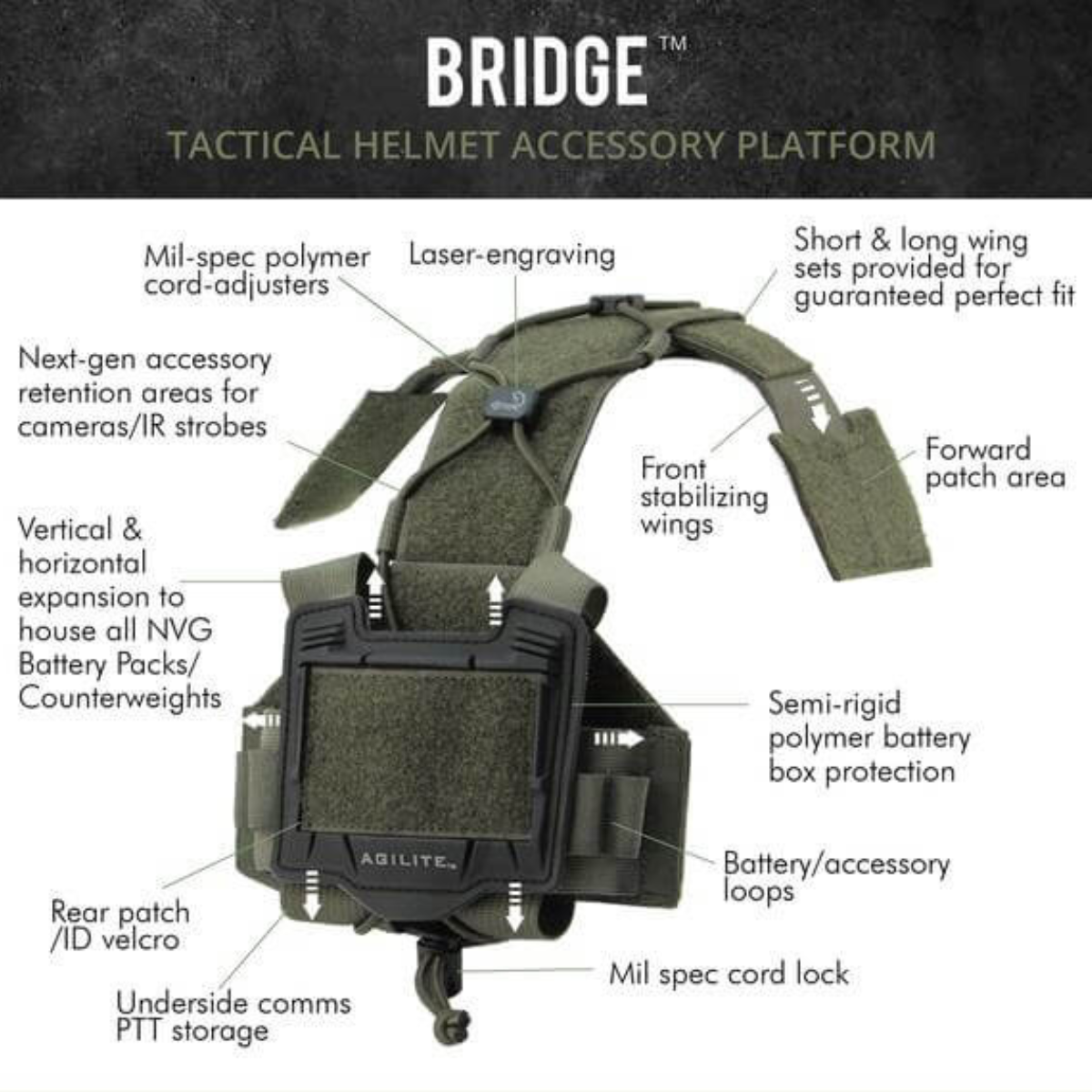 Plateforme Bridge Tactical pour casque Agilite