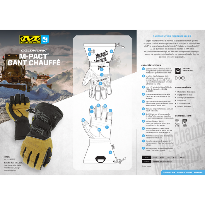 Gants chauds COLDWORK M-PACT CLIM8