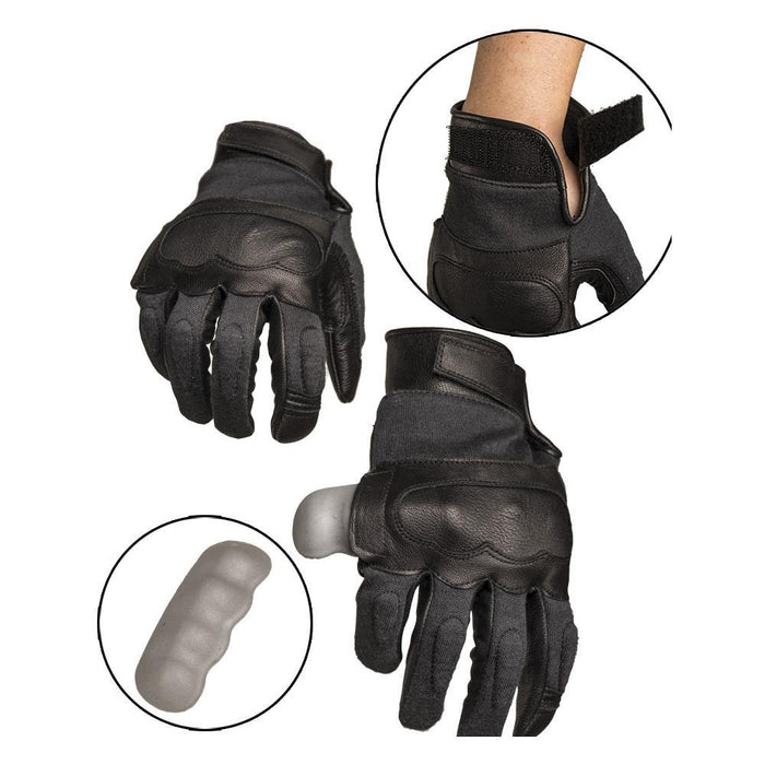 Gants tactiques LEATHER Mil - Tec - Noir - Welkit.com