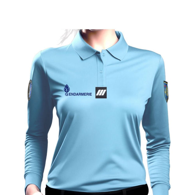 Polo Gendarmerie FEMME ML COOLDRY MAILLE PIQUÉE Patrol Equipement - Bleu Clair - Welkit.com