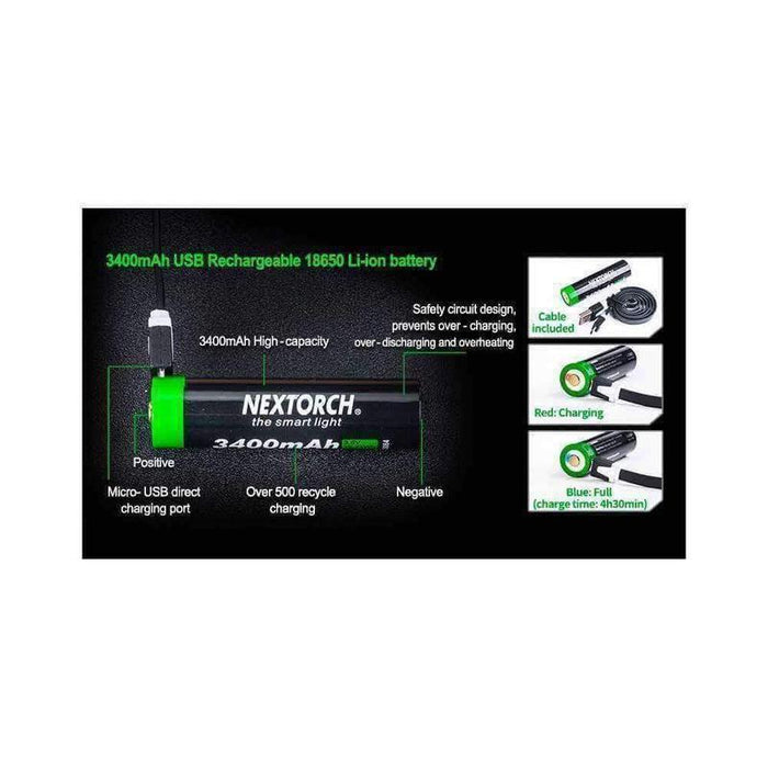 3400MAH USB18650 - Batterie rechargeable-Nextorch-Autre-Welkit