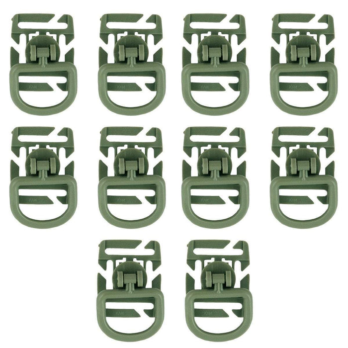 D-RING - Adaptateur MOLLE-Bulldog Tactical-Vert olive-Lot de 10-Welkit