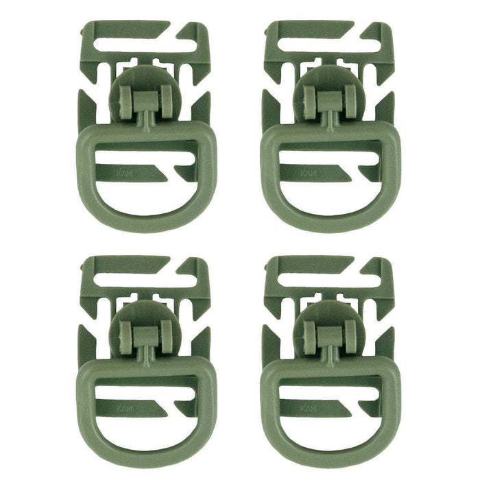 D-RING - Adaptateur MOLLE-Bulldog Tactical-Vert olive-Lot de 4-Welkit
